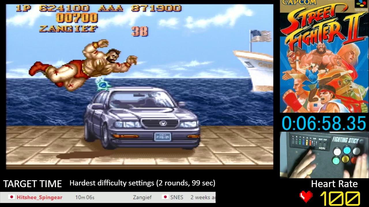 (世界記録 RTA) SFC版 ストリートファイター2 難易度7ザンギエフ 9:51 / Street Fighter II SNES Speedrun (Hardestest-Zangief)