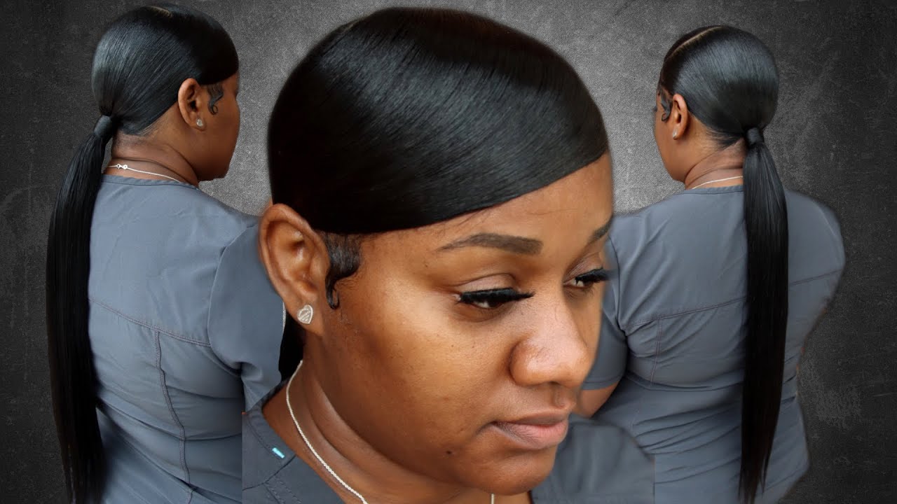 Low Sleek Ponytail with Side Swoop