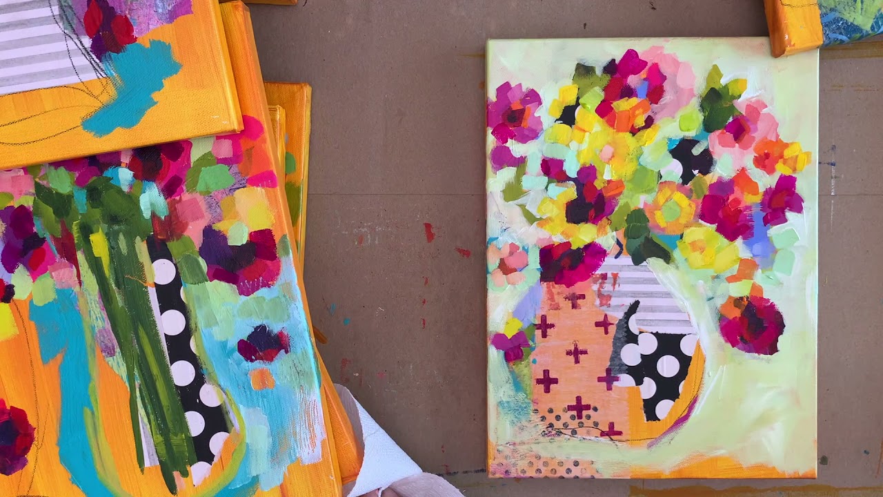 Colorful Mixed Media Florals - New Workshop!