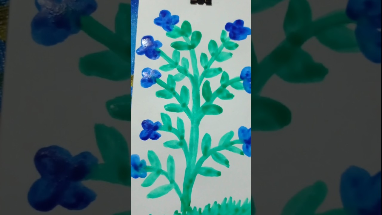 Blue flower painting, water color. 