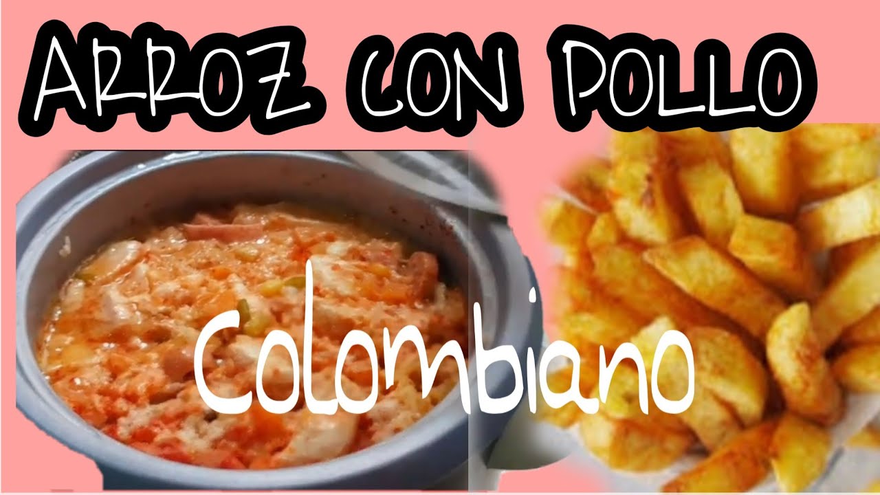 Arroz con pollo Colombiano en olla arrocera eléctrica y crujientes  papas fritas #ollamagica