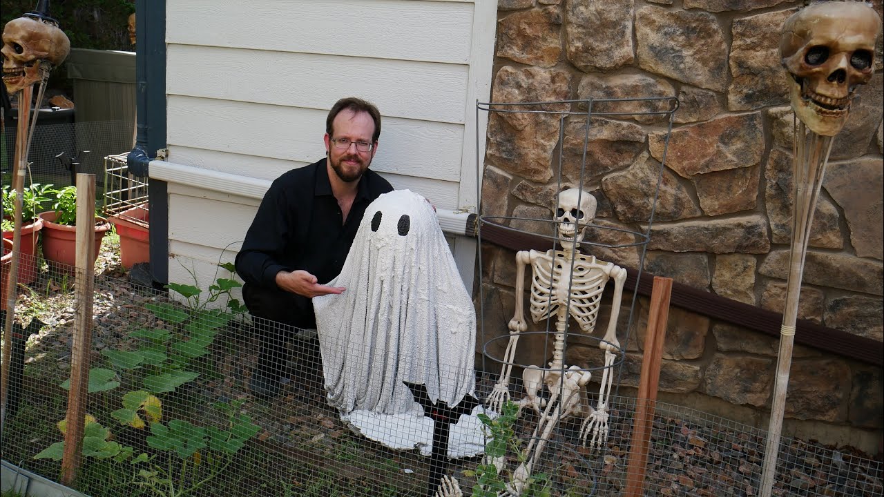 How to Make Spooky Garden Decorations | Skull Tiki Torch, Cement Ghost, Bat Plant Markers, & More