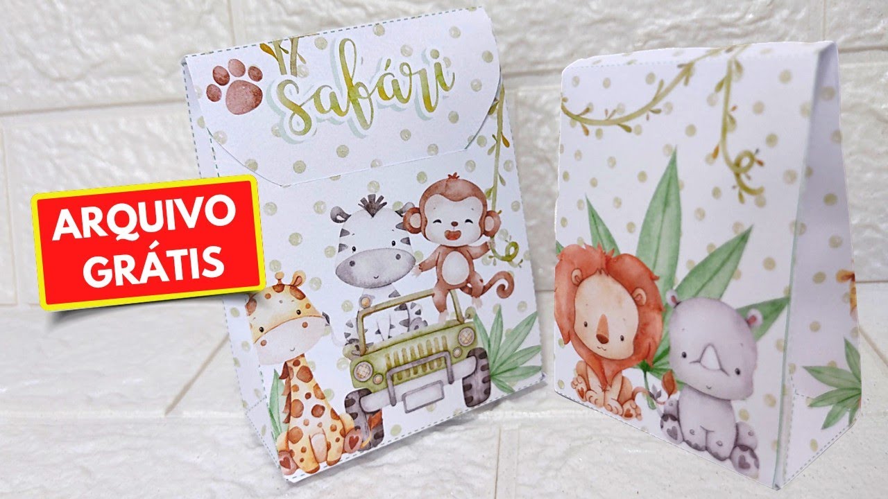 Festa Safari para Imprimir - Caixa Envelope Grátis