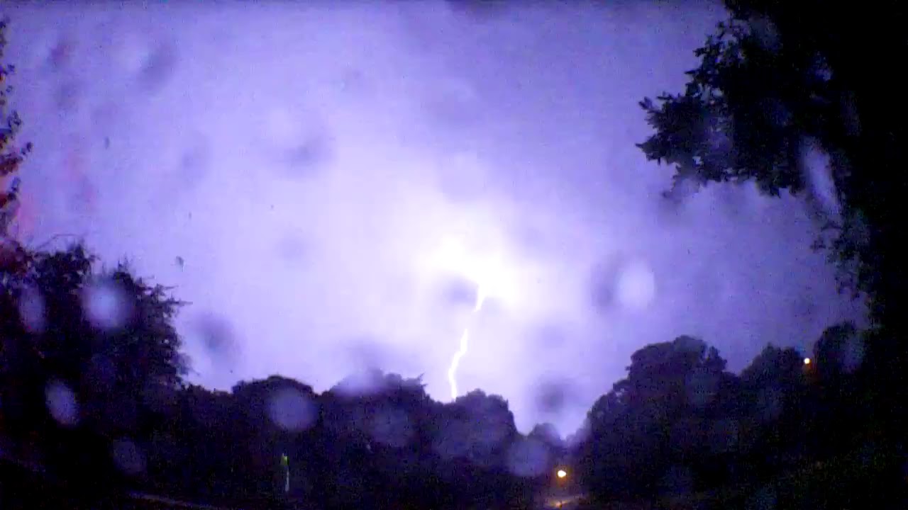 Strong Storm with INTENSE Lightning! - 7-28-2020 (WeatherCase #1) - Lightning hits tree!!!