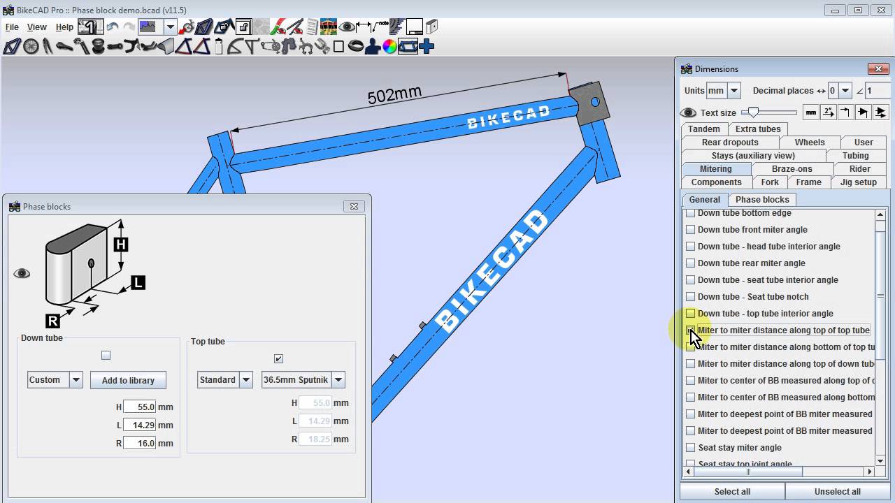 Modeling Sputnik Phase Blocks in BikeCAD