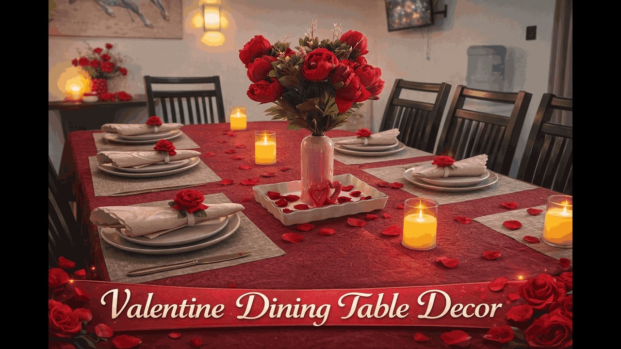 Romantic Dining Setup  ❤️Love, Lights & Roses 🌹✨Happy Valentine💘💝