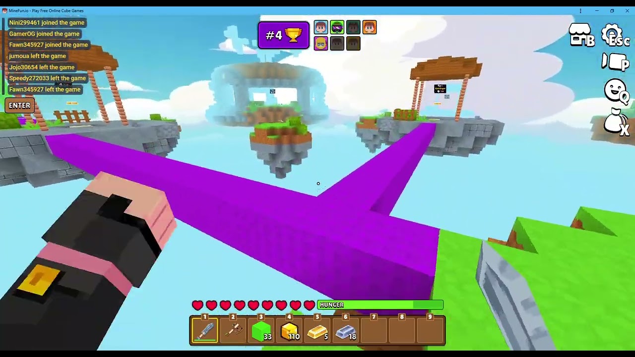 Playing MineFun Bed Wars