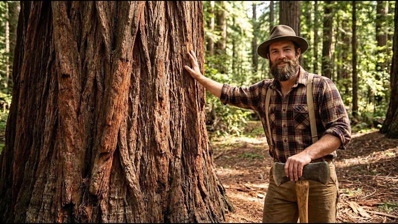 How American Lumberjacks Felled 300-Foot Redwoods Using Only Crosscut Saws and Axes