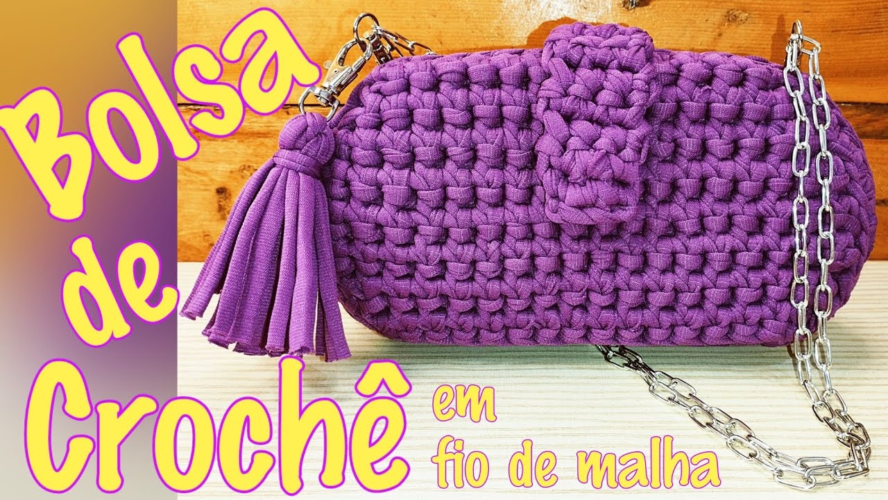 Bolsa de croch&ecirc; em fio de malha trabalhada com pontos baixos dobrado - Dengo de Mainha💝