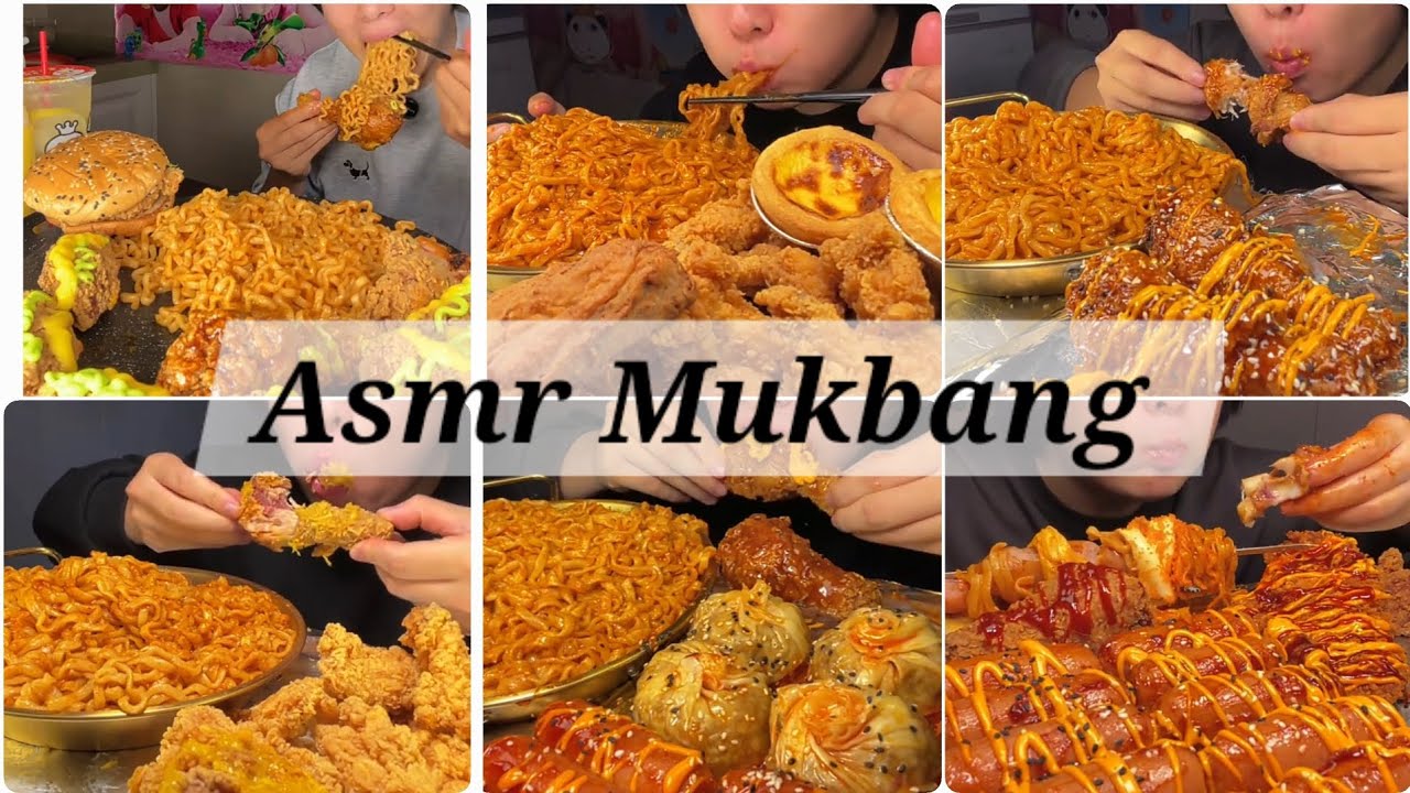 ASMR MUKBANG | 🥵Spicy🌶Crispy drum sticks | Buldak Noodles and dumplings | Crispy Burger and Sausage🔥