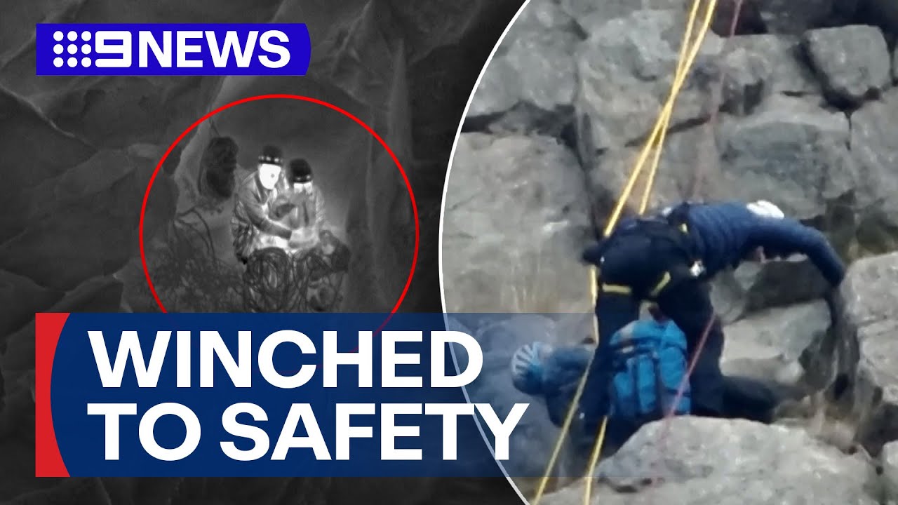 Multi-agency rescue of two rock climbers | 9 News Australia