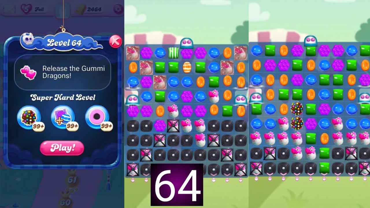 Candy crush saga level 64 । #candycrush । #candyhardlevel । Candy crush 64 beat । Sudheer Gaming