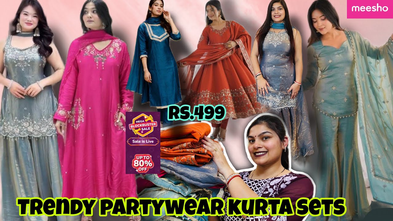 Meesho trendy partywear kurta sharara, anarkali suit haul under rs.999✅😃 viral outfit❤️ #meeshohaul 