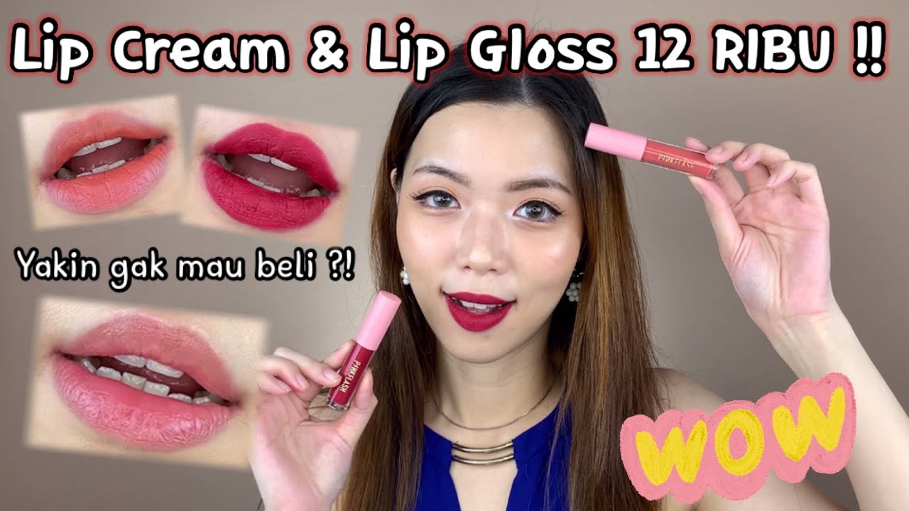 REVIEW LIP GLOSS dan LIP CREAM HARGA 12RIBU | PINK FLASH | SYLVIA