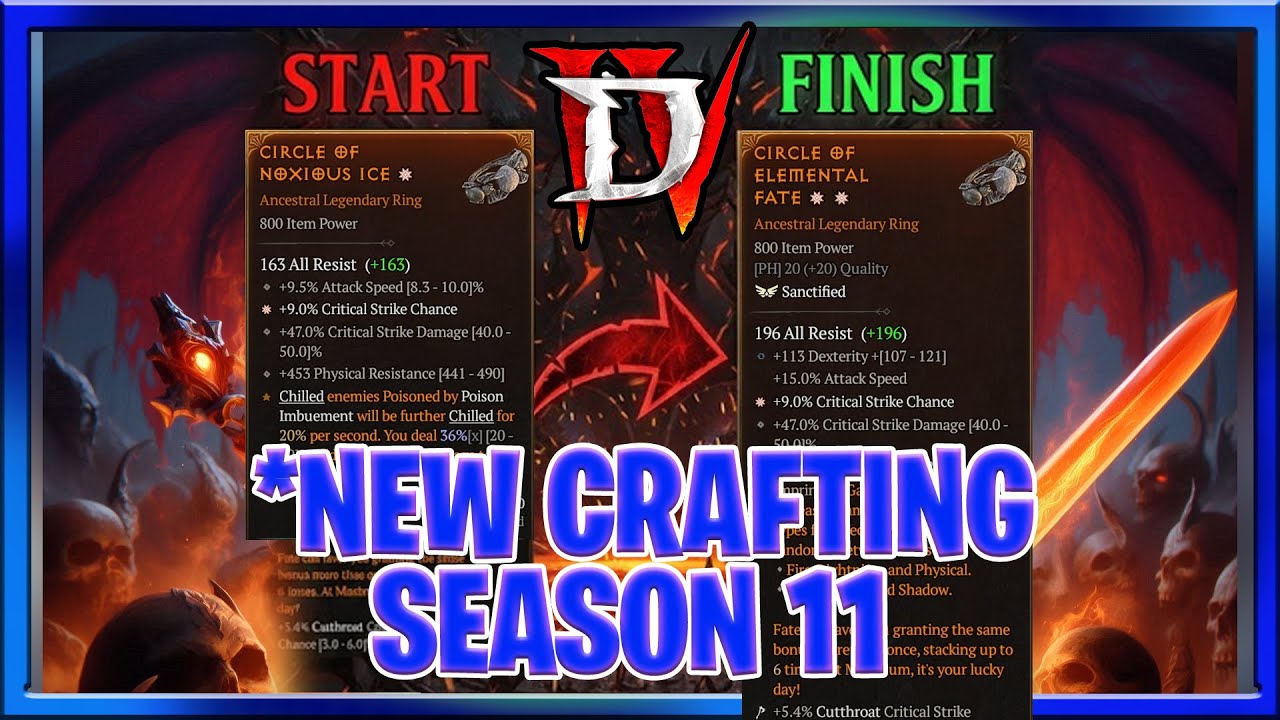 Diablo 4 Сезон 11 *Новое объяснение крафта, новые шедевры, закалка, освящение от начала до конца