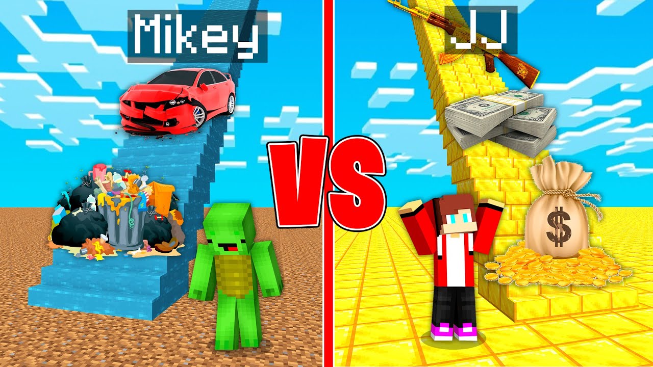 Mikey POOR vs JJ RICH Stairs Survival Battle in Minecraft survive Maizen