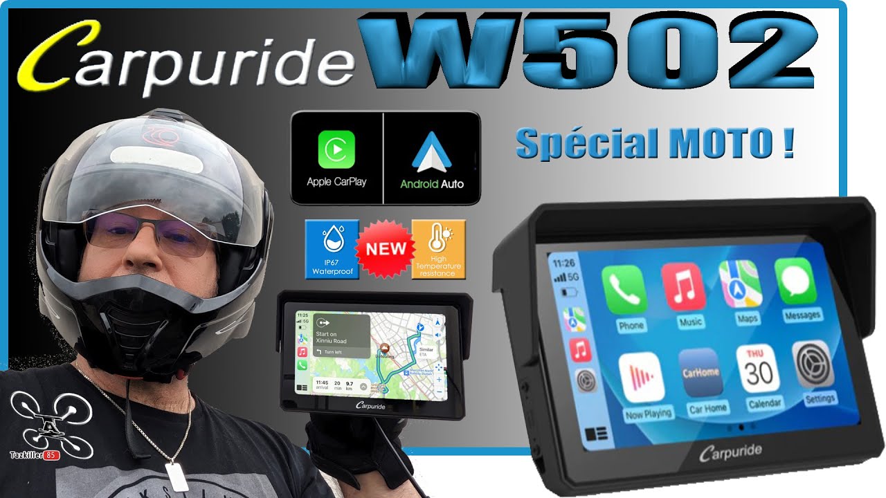 Carpuride W502 Android Auto et Carplay spécial MOTO... Dual Bluetooth IP67 Stéréo !