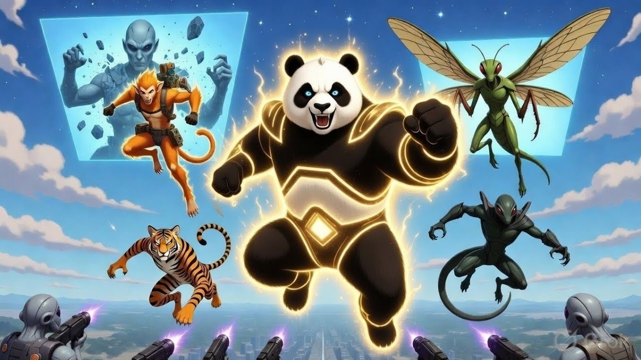 ACTION PANDA VS ALIENS – ULTIMATE GOLDEN AURA BATTLE! 🐼👽💥