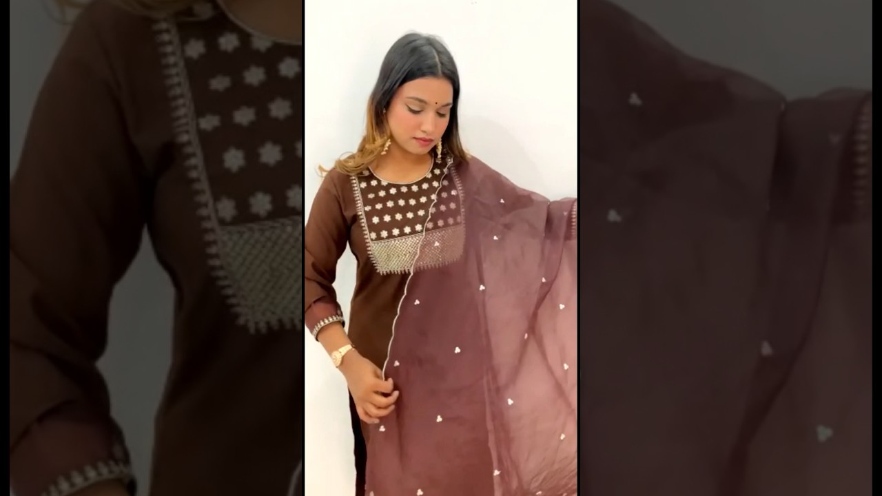 Let the Indian-ness show ! With ahika&rsquo;s brown poly silk yoke suit set. PRODUCT CODE : PKSKD1691🤎