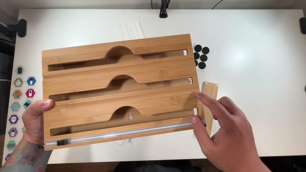 Bamboo Plastic Wrap Aluminum Foil Dispenser Setup