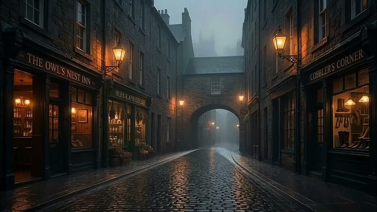 Steady Rain in an Old European Town at Night 🌙 | 8 Hours Deep Sleep & Relaxing Ambience