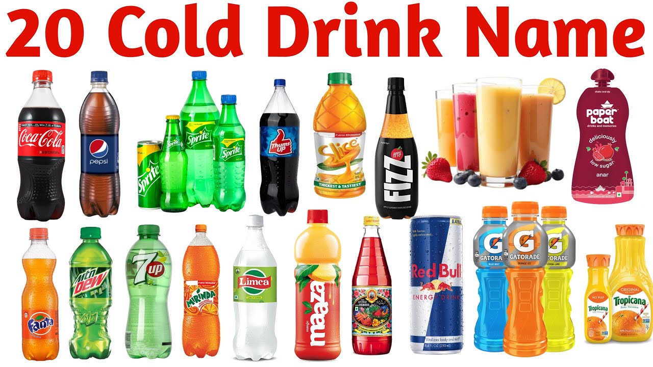 20 20 Cold Drink के नाम | Cold Drinks Name in English and Hindi | Kids Learning Video