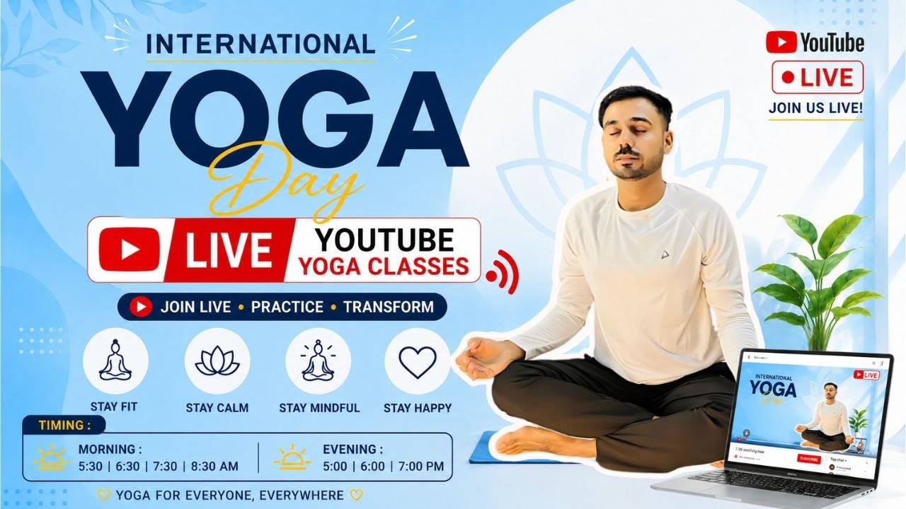 International Yoga Day - 21 June - Sahaj Yoga - M- Free Live Yoga Live - Subhash Yogakro
