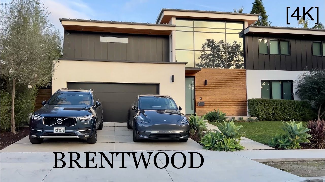 BRENTWOOD Los Angeles California - driving tour [4K]
