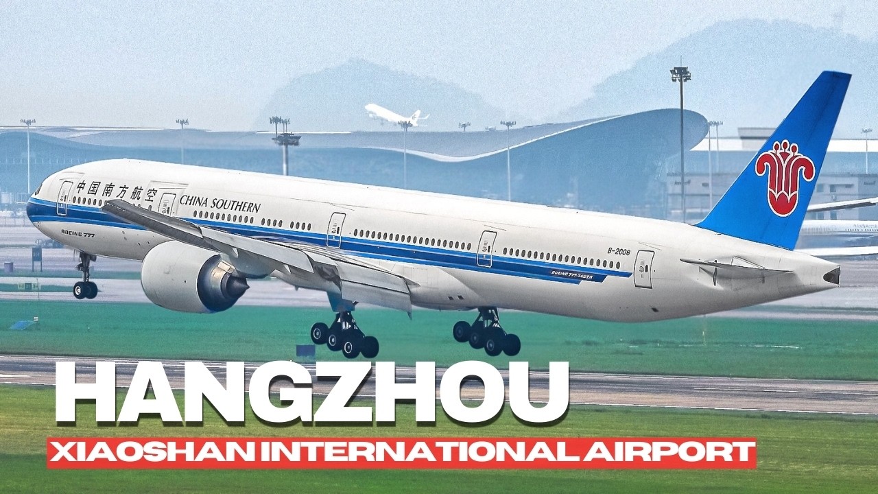 🇨🇳✈️ Взлётно-посадочная полоса Ханчжоу над рекой! Потрясающие посадки и взлёты (HGH/ZSHC)