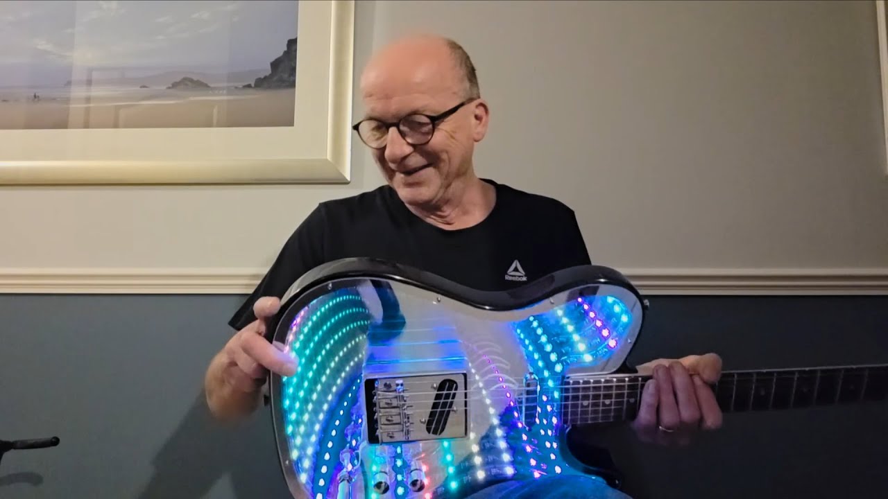 Harley Benton Infinity Mirror Guitar with sound to light and hot rail pickup.