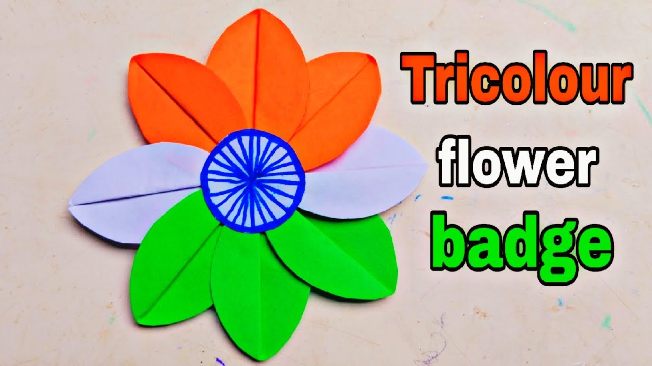 Independence day special tricolour flower badge making with paper || paper badge || puspacreativity 