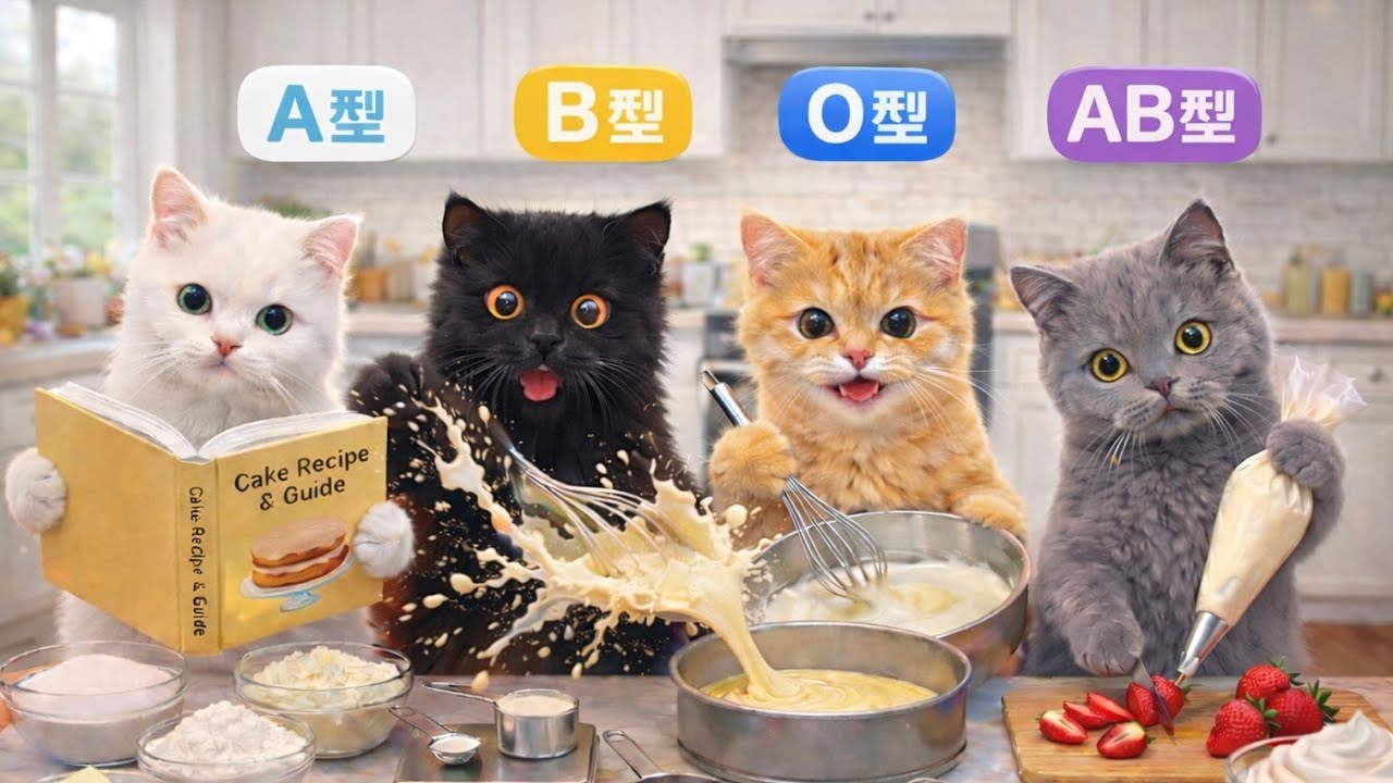 バレンタイン！ケーキ作りで性格が違う猫たちの個性爆発！【血液型あるある】