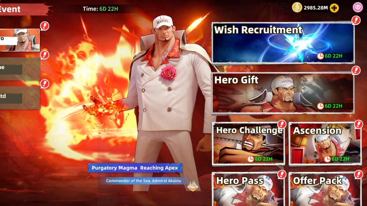 6 stars Admiral Akainu UR Character gameplay | King of Sailing
