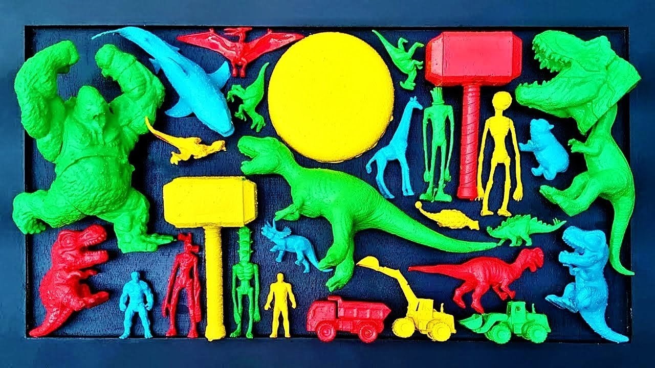 Dinosaur muddy toys • Trex vs Velociraptor vs Megalodon vs Indoraptor vs Brachiosaurus vs siren head