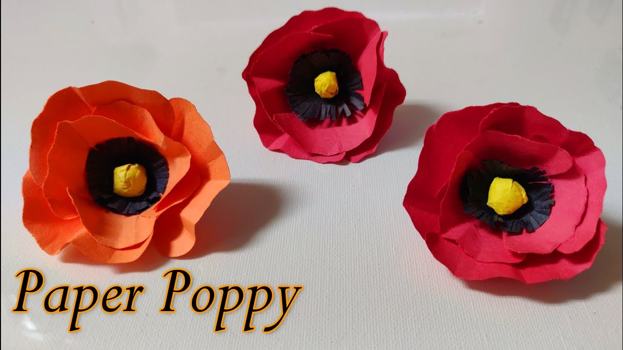 Paper poppy flower tutorial | How to make a poppy out of paper easy