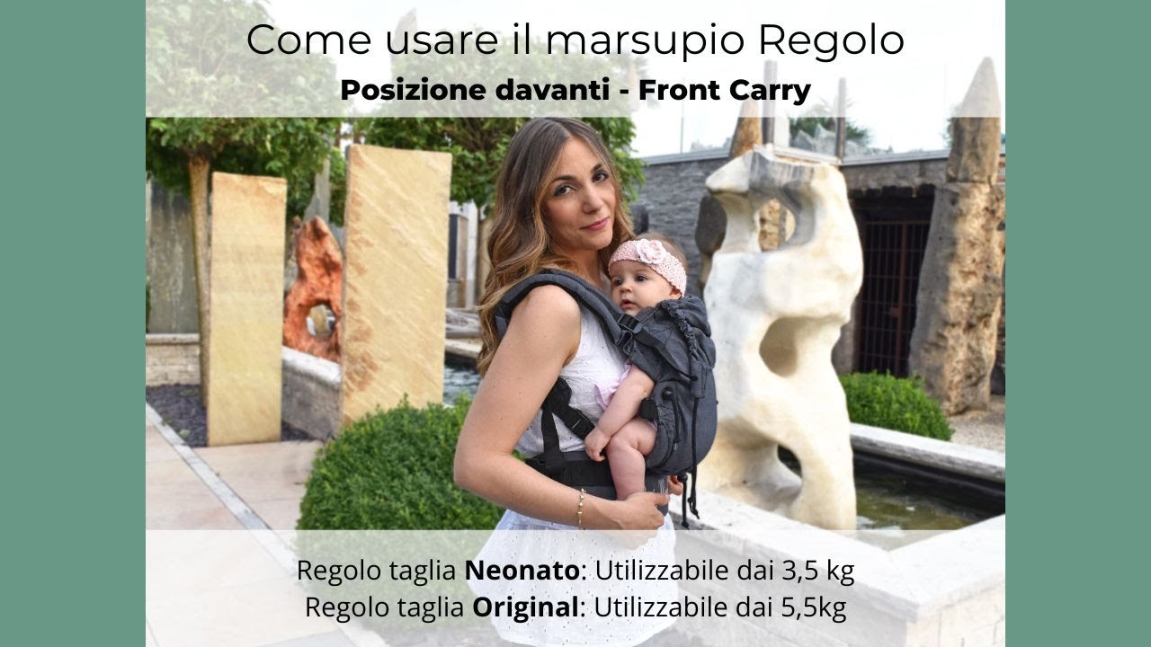 Come indossare il marsupio Regolo: Posizione davanti (per bambini con meno di 8 mesi)