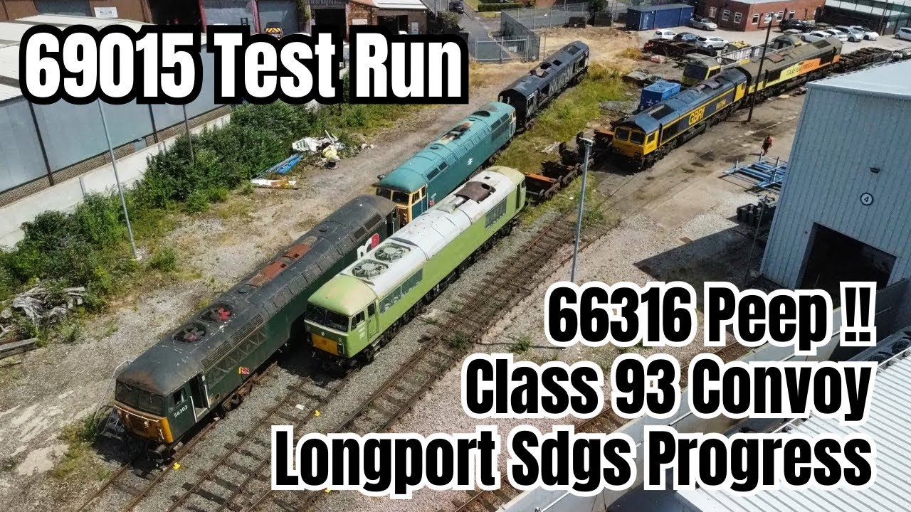 69015 TEST RUN - Longport Sidings UPDATE !! Class 93 Convoy *DRONE Footage Electro Motive DEPOT