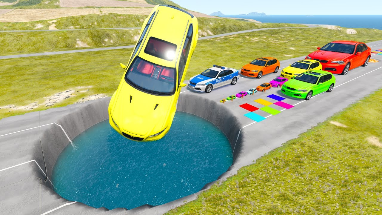 БОЛЬШИЕ И МАЛЕНЬКИЕ МАШИНЫ против ГИГАНТСКОЙ ЯМЫ #162 - BeamNG.drive Ninja BeamNG !