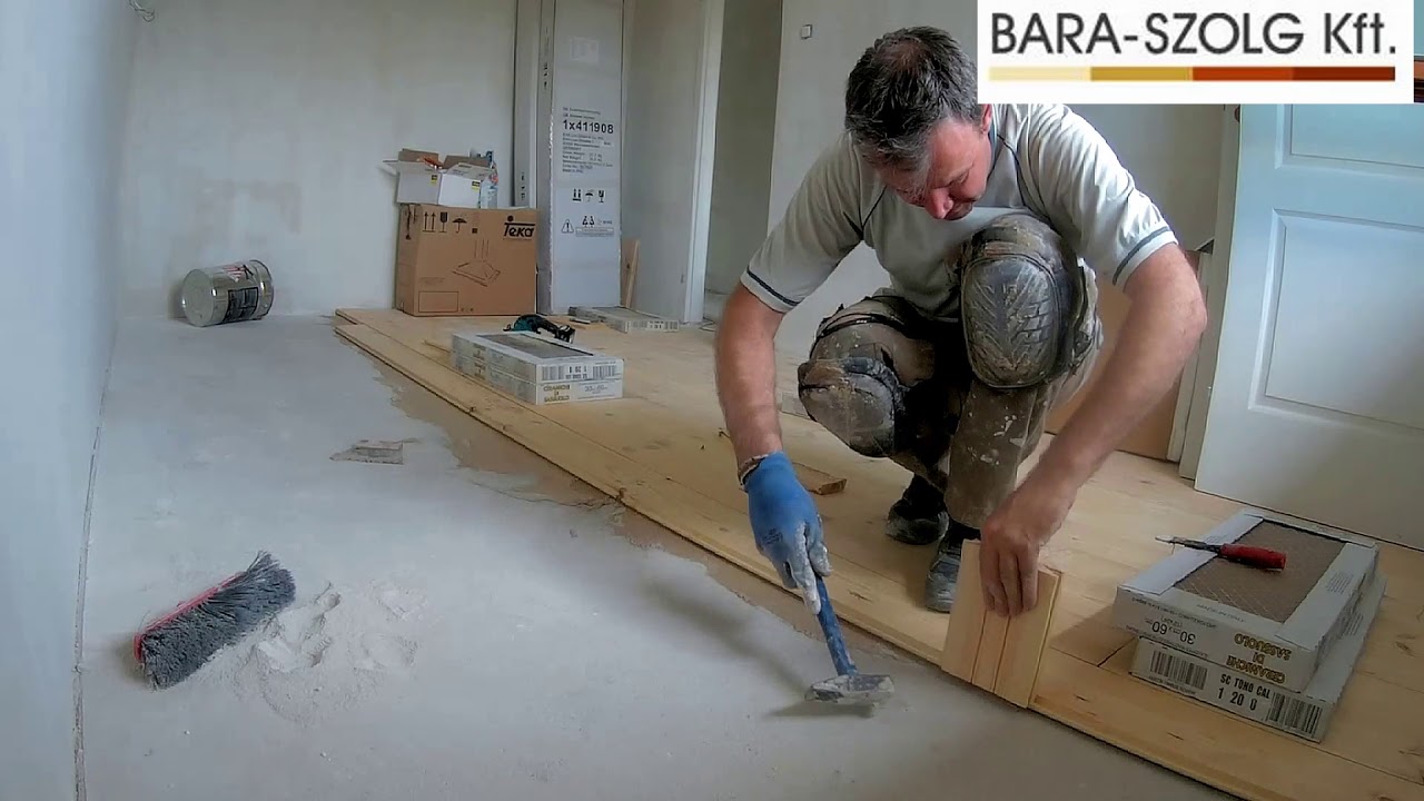 Hajópadló lerakása betonra ragasztva Bara-Szolg Kft