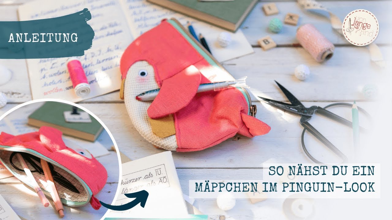 Pinguin Mäppchen nähen: coole Federmappe für KiTa, Schule und Uni 🐧🧵💫