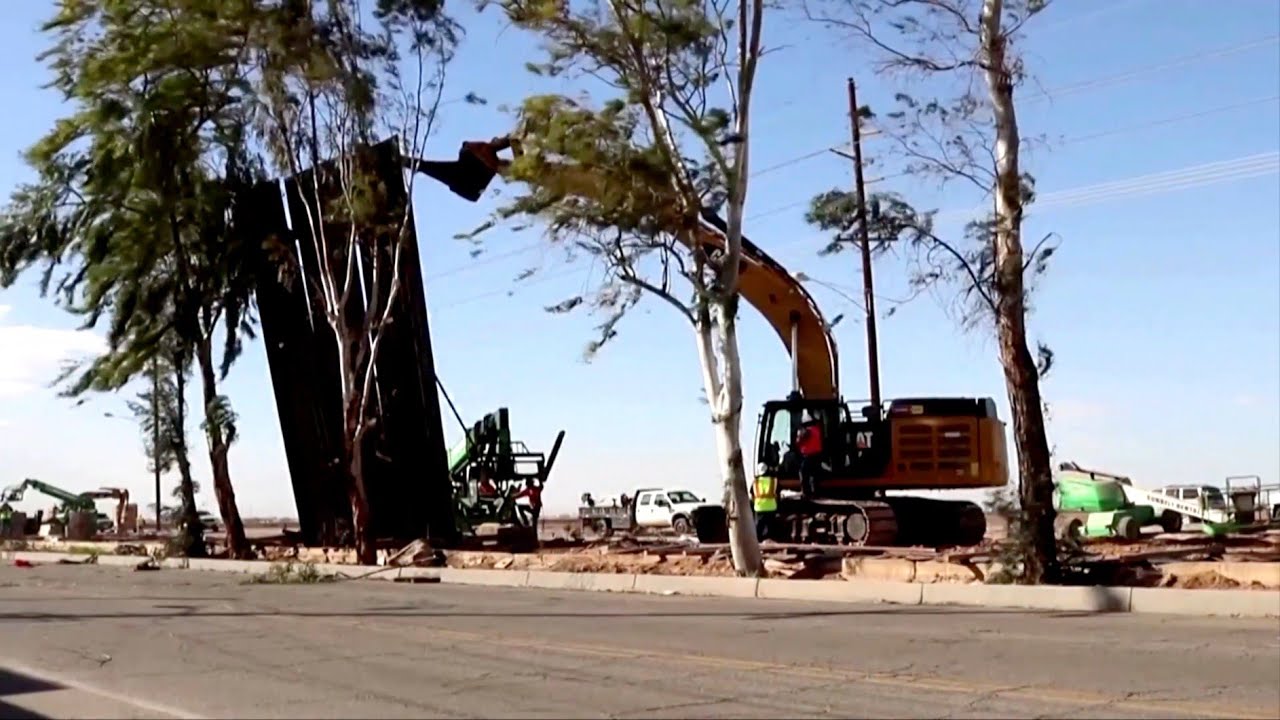 U.S. border wall falls in Mexico due to high winds