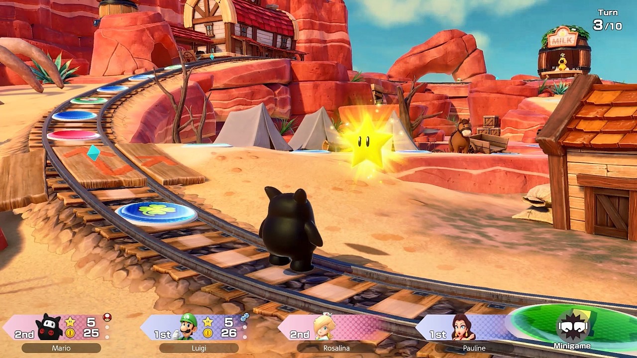 Super Mario Party Jamboree TV #35 Western Land Ninji & Rosalina vs Luigi & Pauline