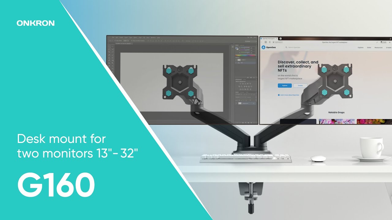 ONKRON Desk Mount for Two Monitors 13