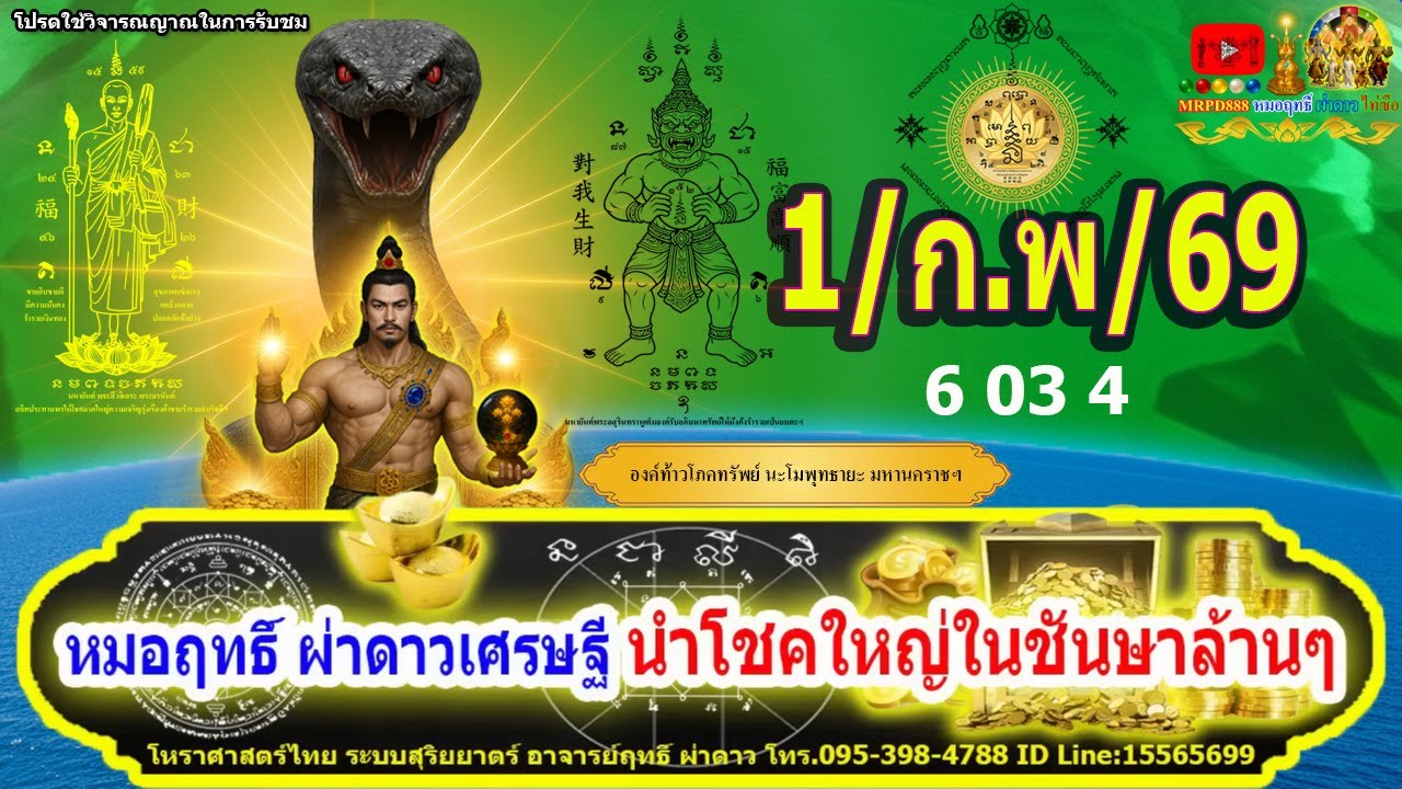 เช็คดวงโชคลาภ12ราศี เลขนำโชคลาภ 1/ก.พ/69 สุดแม่น โดย หมอฤทธิ์ ผ่าดาวเศรษฐี นำโชคใหญ่ในชันษาล้านๆ