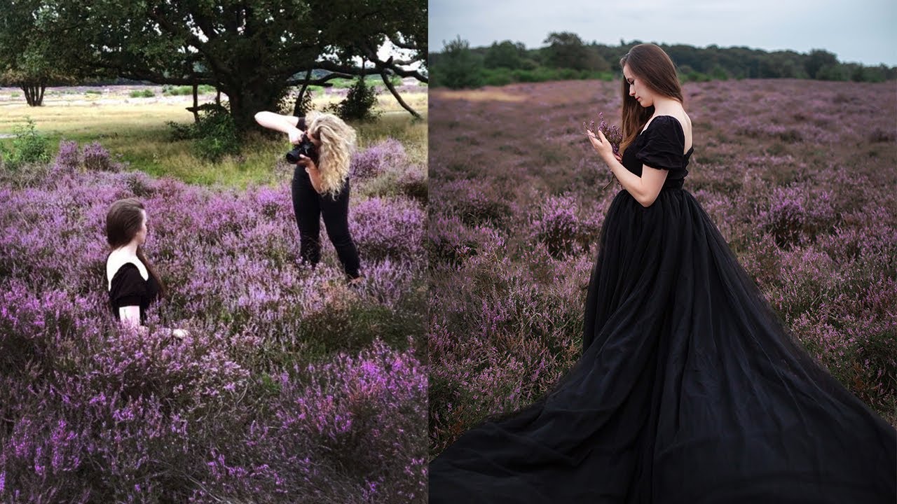 Dark Fantasy Photoshoot in the Heather Fields | Behind the Scenes