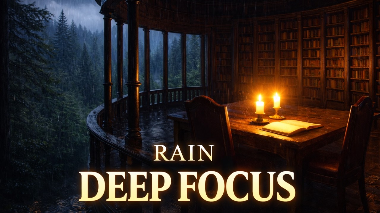 Dark Academia Library Ambience with Rain 🌧️ for Deep Focus