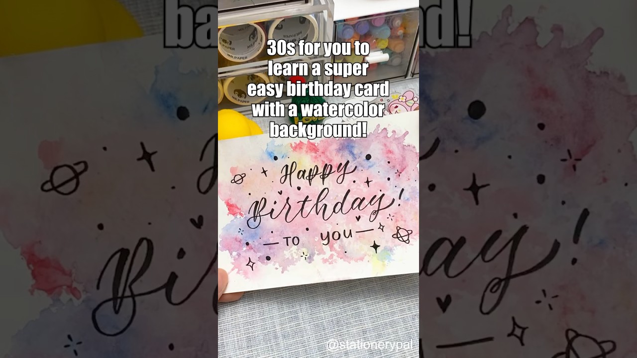 🥰🥰30 second for you to learn super simple watercolor background birthday card! 