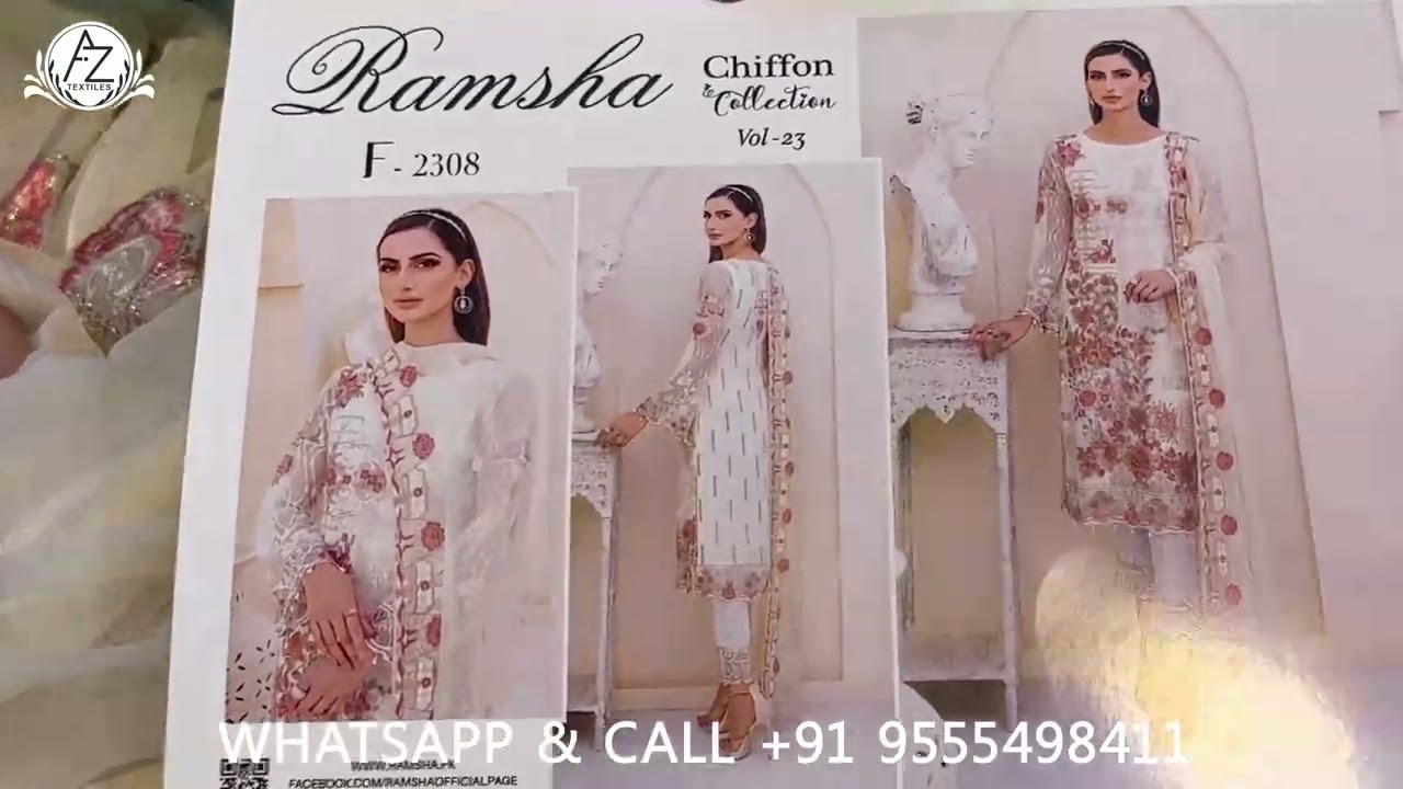 Ramsha Vol -23 | 100% Original Chiffon Embroidered | Price-3000/- | Contact +91 9555498411