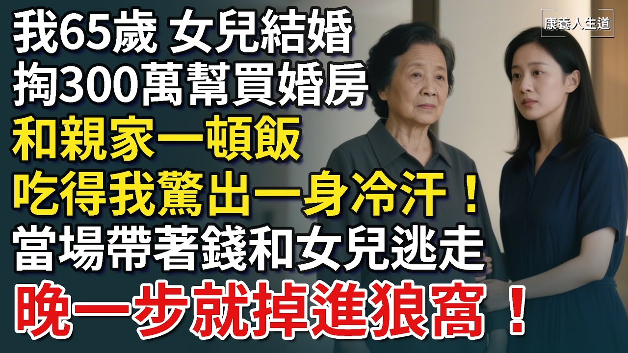 我65歲，女兒結婚，掏300萬幫買婚房，和親家一頓飯，吃得我驚出一身冷汗！當場帶著錢和女兒逃走，晚一步就掉進狼窩！【康養人生道】 #康養人生道 #上了年紀該明白的事 #養老 #聰明老人