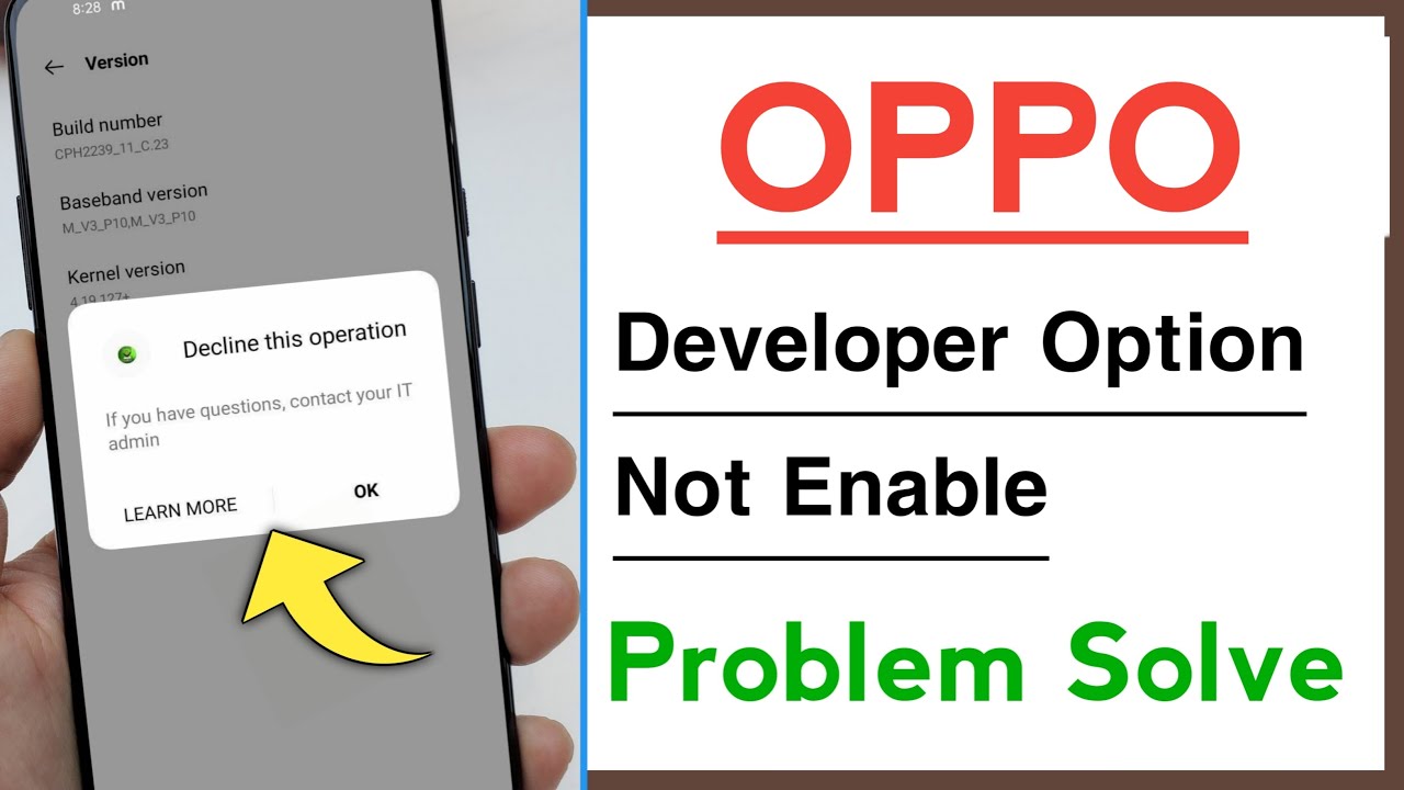 OPPO Developer Options Not Enable Decline This Opretion Problem Solve